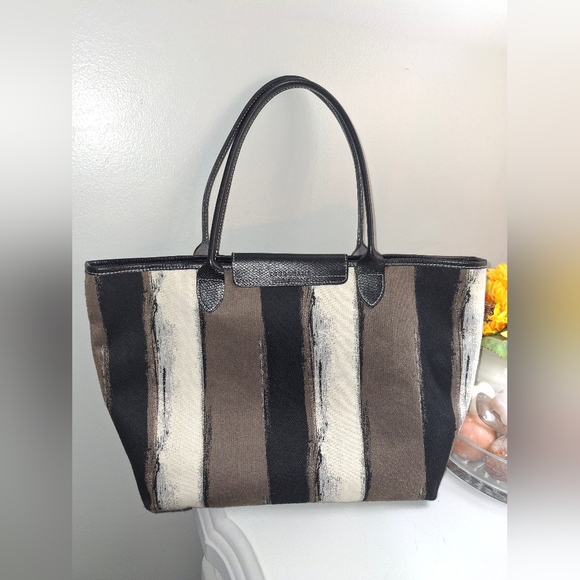 Longchamp Le Pliage Ombre Canvas and Leather Tote Bag Like NEW - Picture 7 of 8